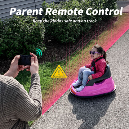 Electric Bumper Car for Kids, 12V Bumper Car Ride on Toys for Toddlers Aged 1.5-5 with Remote, Bluetooth - Pink
