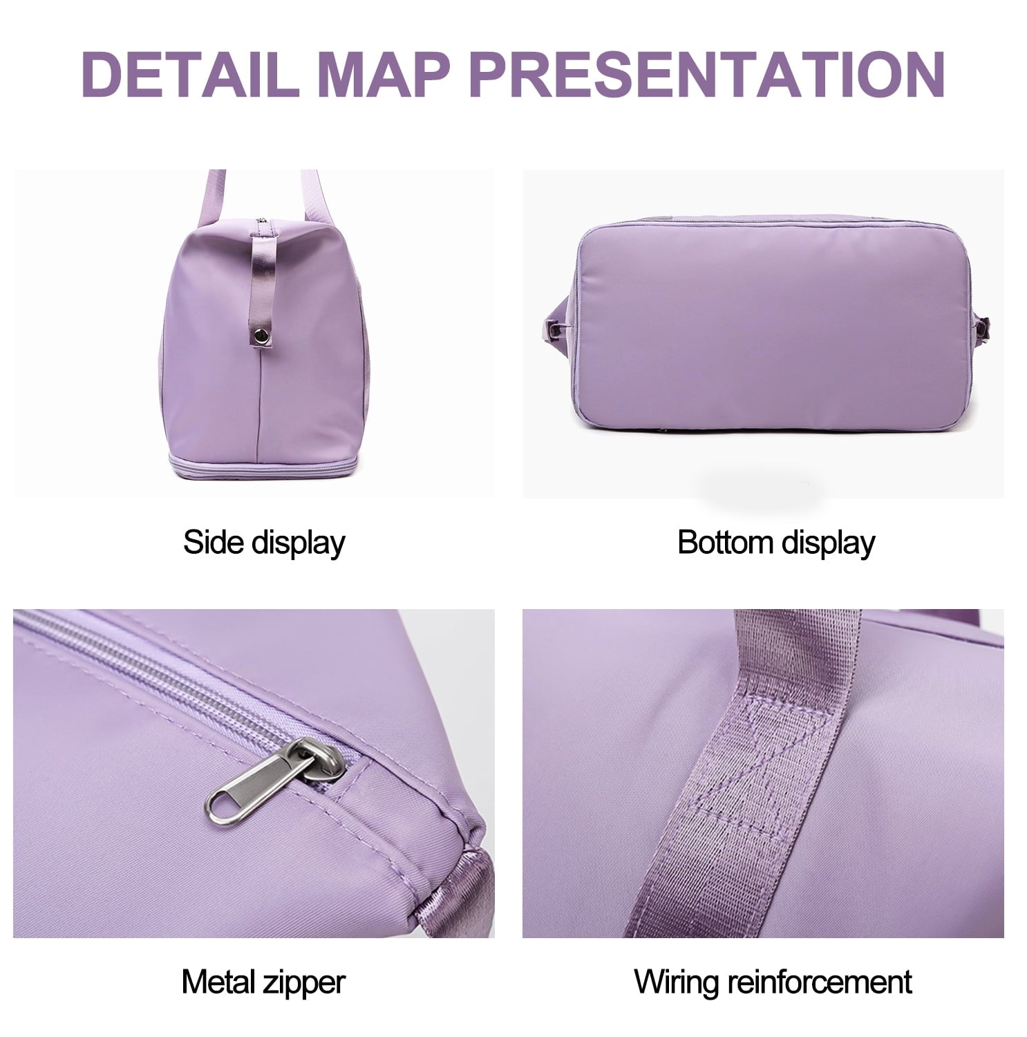 Weekender Bags for Women, Travel Bag Carry on Gym Bag, Travel Duffle Bag with Wet Dry Pocket/Front Phone Pocket/Trolley Sleeve Pocket, Purple