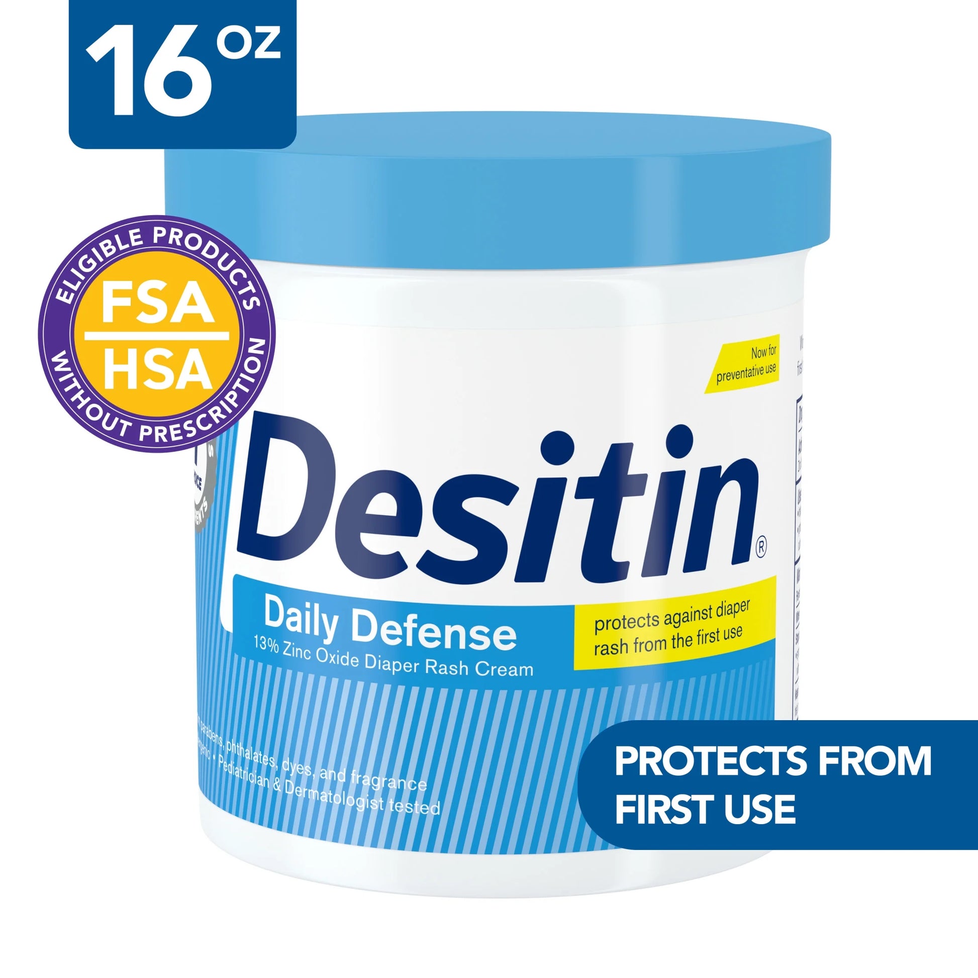 (3 Pack)  Daily Defense Baby Diaper Rash Cream, Butt Paste with 13% Zinc Oxide, 16 Oz