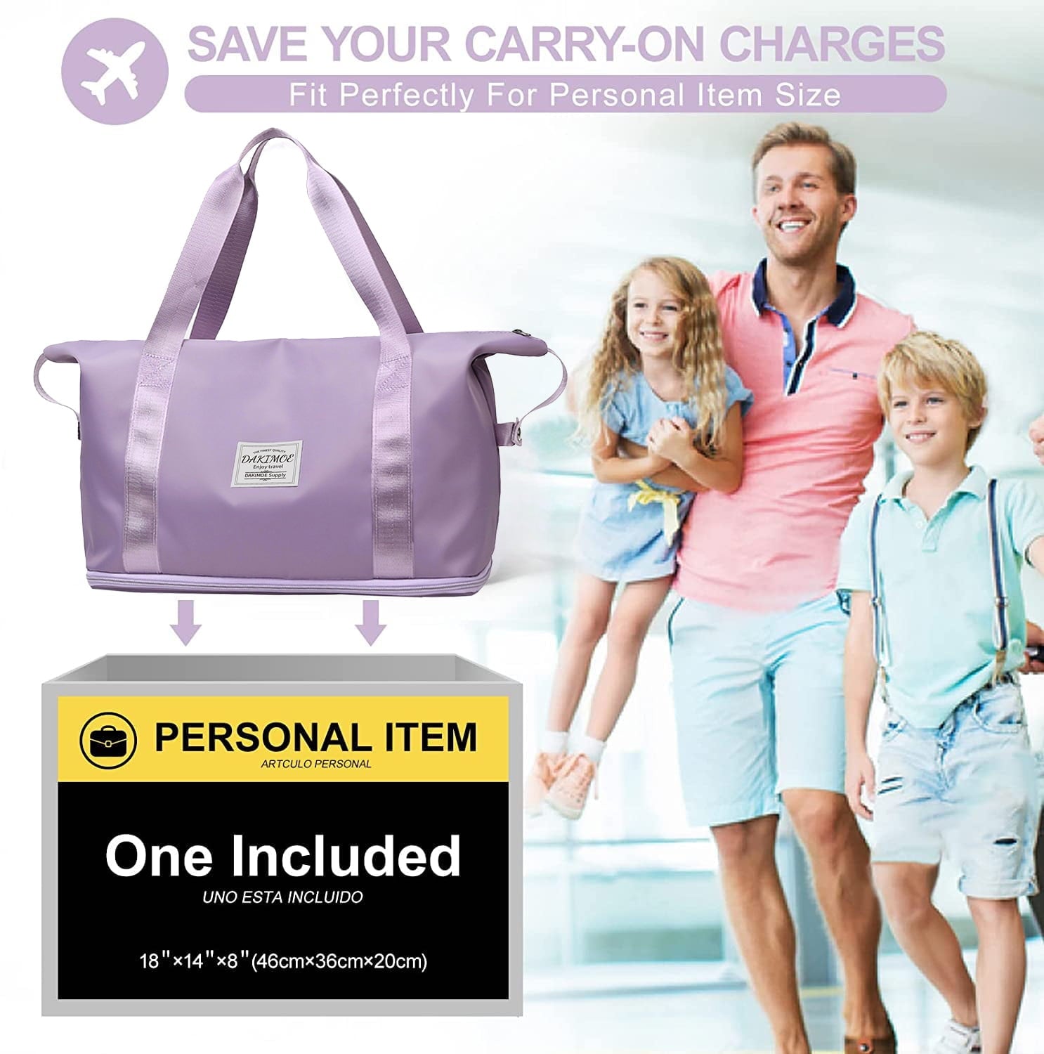 Weekender Bags for Women, Travel Bag Carry on Gym Bag, Travel Duffle Bag with Wet Dry Pocket/Front Phone Pocket/Trolley Sleeve Pocket, Purple