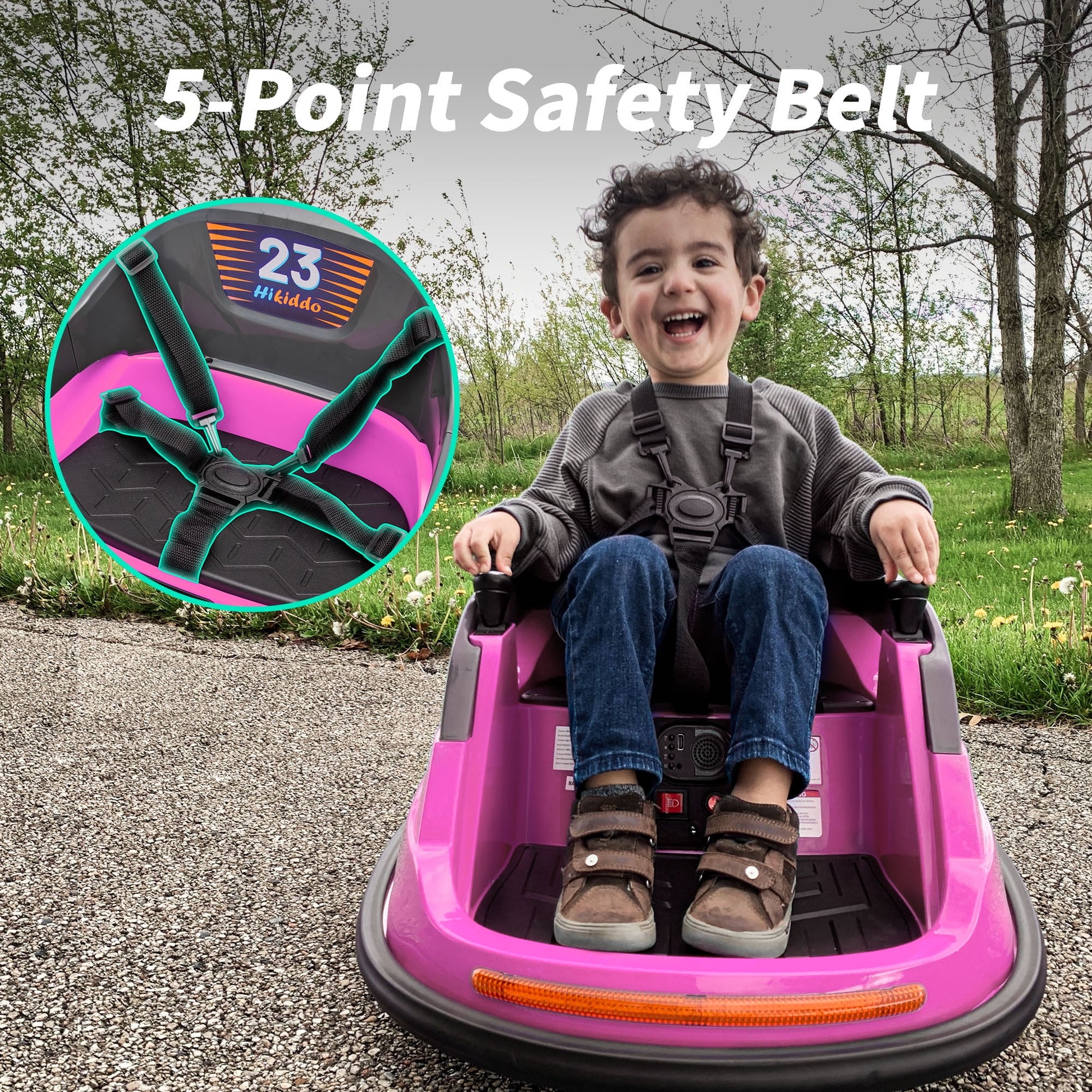 Electric Bumper Car for Kids, 12V Bumper Car Ride on Toys for Toddlers Aged 1.5-5 with Remote, Bluetooth - Pink