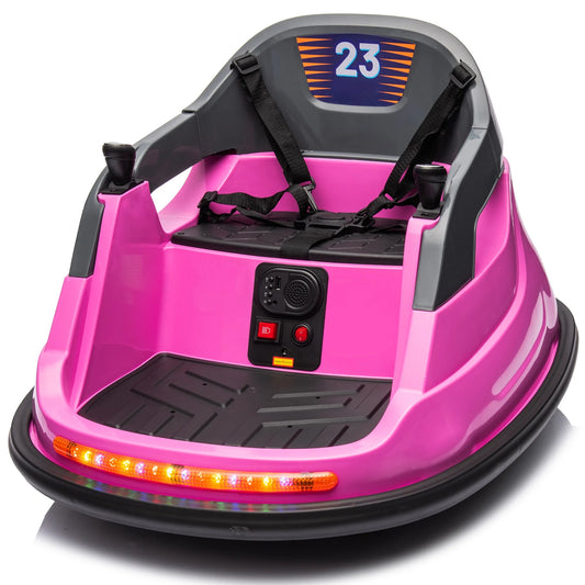 Electric Bumper Car for Kids, 12V Bumper Car Ride on Toys for Toddlers Aged 1.5-5 with Remote, Bluetooth - Pink