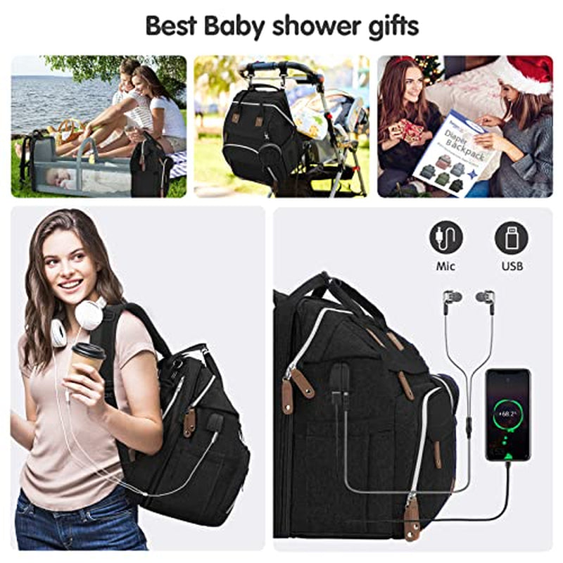 Diaper Bag Backpack, Baby Diaper Bags, Baby Shower Gifts, with Portable Diaper Pad
