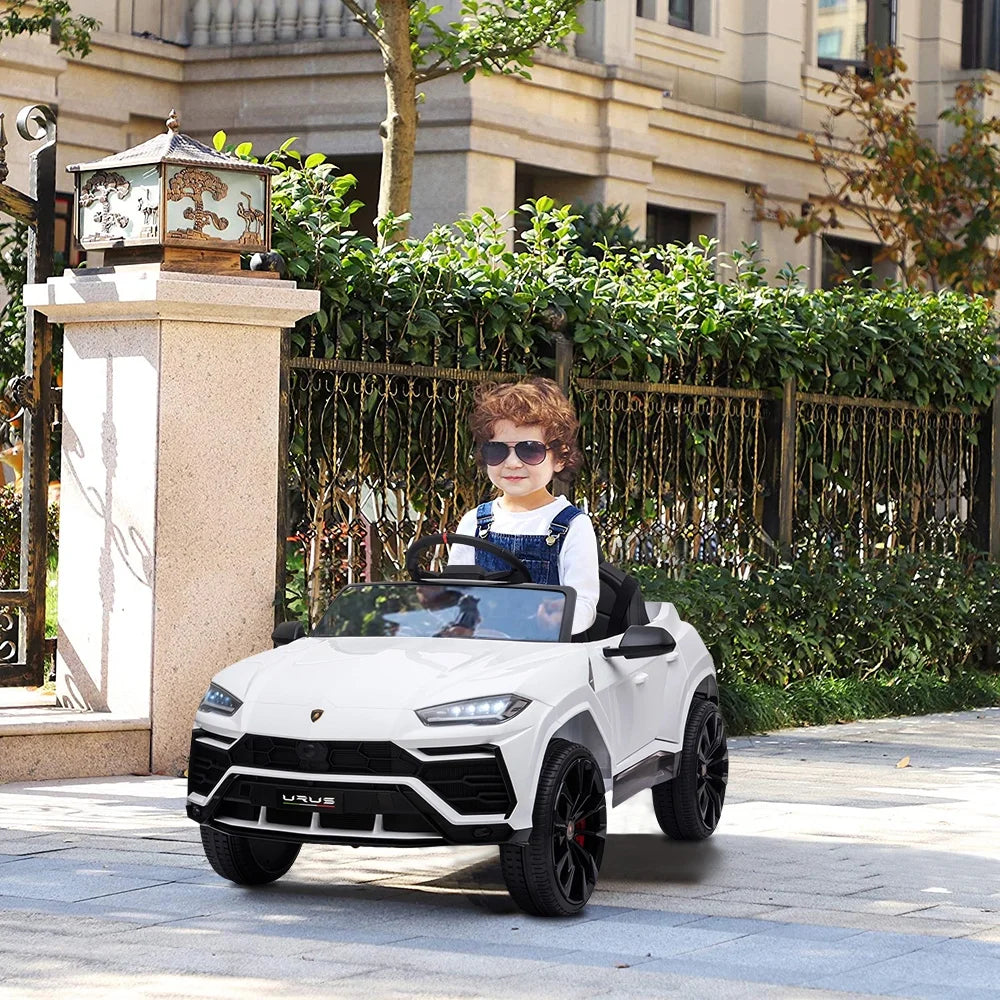 Lamborghini 12V Kids Electric Cars, Battery Powered Ride on Cars with Remote Control, Toddler Ride on Toys for 3+Years Olds Girls Boys, White