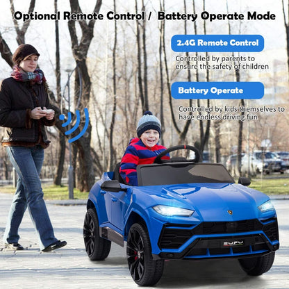 Lamborghini 12V Kids Electric Cars, Battery Powered Ride on Cars with Remote Control, Toddler Ride on Toys for 3+Years Olds Girls Boys, Blue