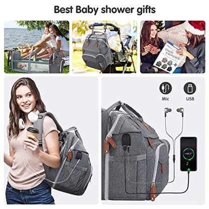Diaper Bag Backpack, Baby Diaper Bags, Baby Shower Gifts, with Portable Diaper Pad